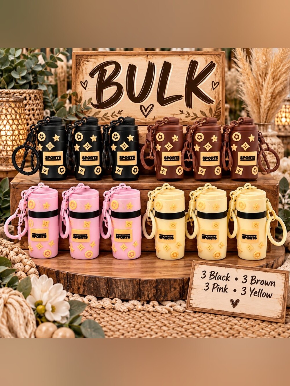 BULK Portable Mini Water Bottle Keychain 12 Pack